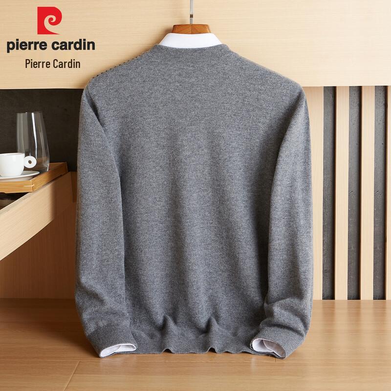 Pierre Cardin Men's Round Neck 100% Wool Jacquard Pullover Sweater