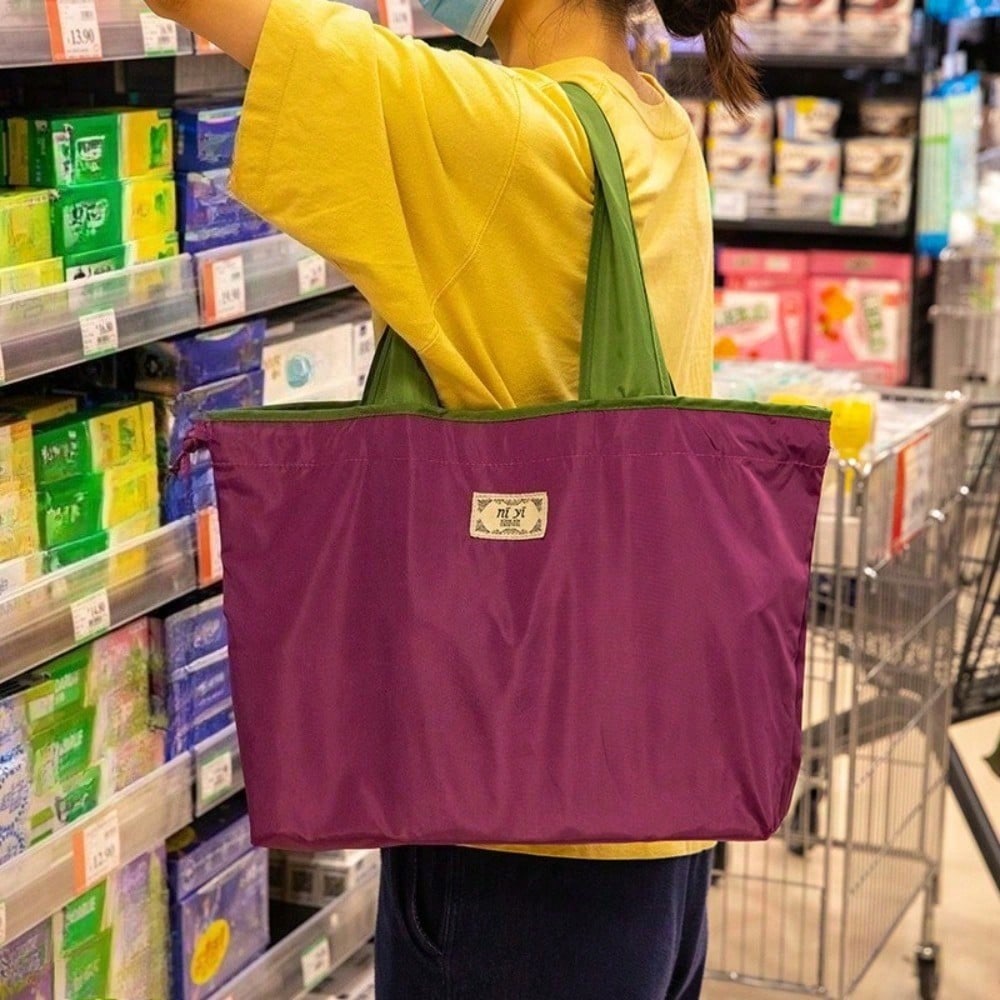 Supermarket Shopping Bag,Reusable Grocery Bags- Large Capacity Foldable Grocery Tote With Adjustable Shoulder Strap
