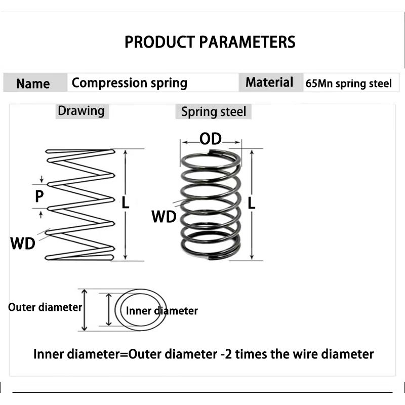 Wire diameter 4.5mm 65Mn Compression Spring Strong Spring Steel Pressure Return Spring Shock Absorber Spring OD:40-70mm