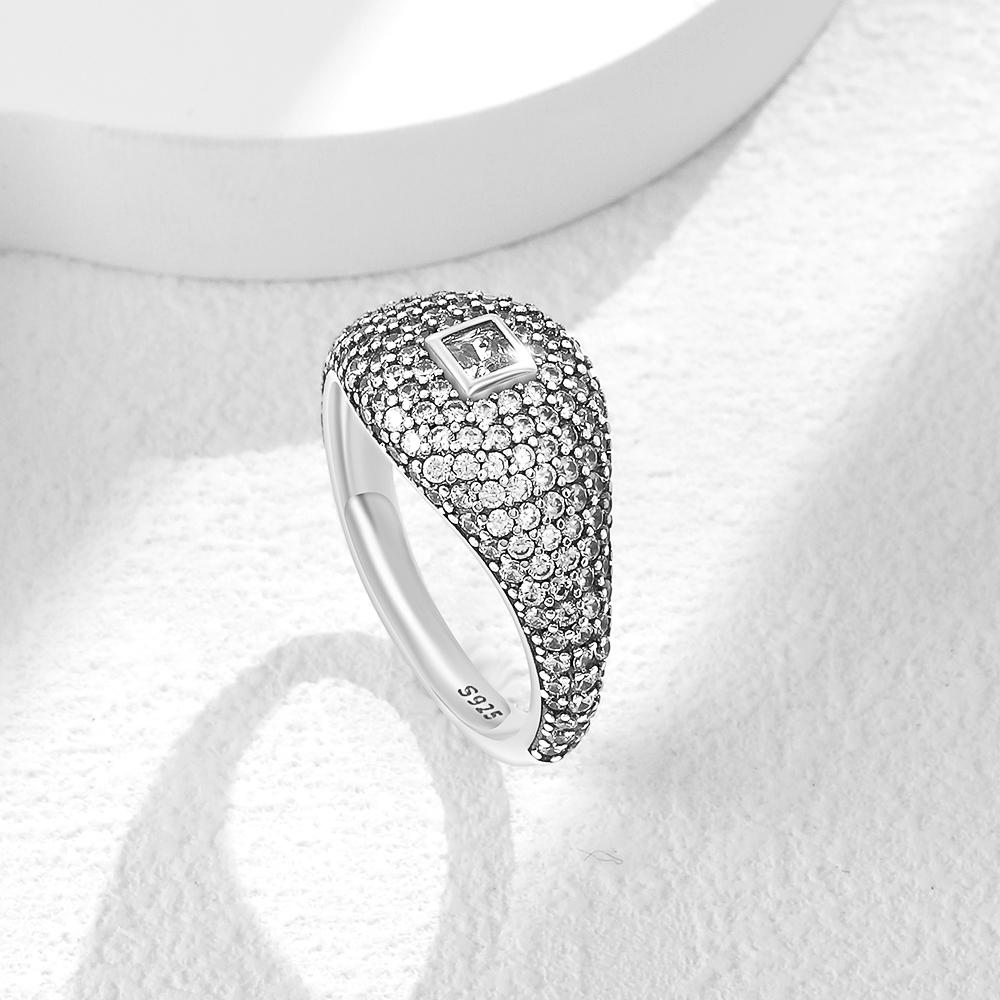 Hot Sale 925 Silver Trinkets Rings Zircon Quadrate Double Heart for Women Original Silver 925 Valentine's Day Ring Jewelry Gift