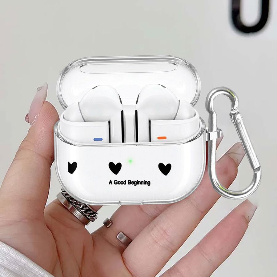 Custodia Per Samsung Galaxy Buds 3Pro 4Pro 3 FE 2 Live 2Pro 4 Pro Custodie Trasparenti Per Auricolari Cover Con Gancio Moda Cuore D'Amore