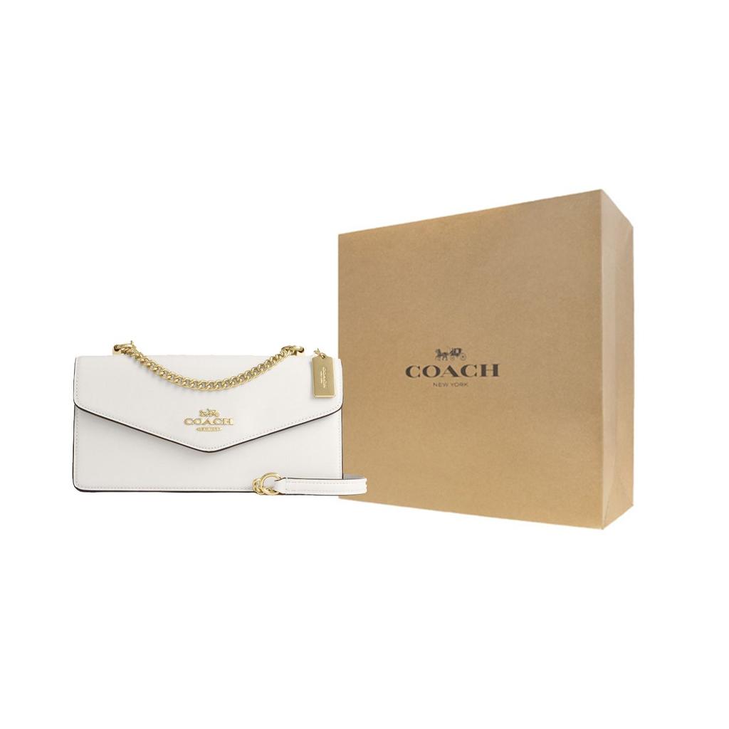 Coach Klare 26 Brand Micro Logo Chain Shoulder Strap Leather Envelope Bag Women Shoulder Bag Chalk-White CBI98-IMCHK