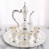 Wine Set, Alloy Home Wine Pot Glass Set, European Exquisite Vintage Wine Glass, Creative Desktop Living Room Decoration,1Set