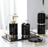 Bathroom Accessories Set Ceramic Tooth Brush HolderSoap Dish Soap Dispenser Gargle Cup European Style Bathroom Set Wedding Gift