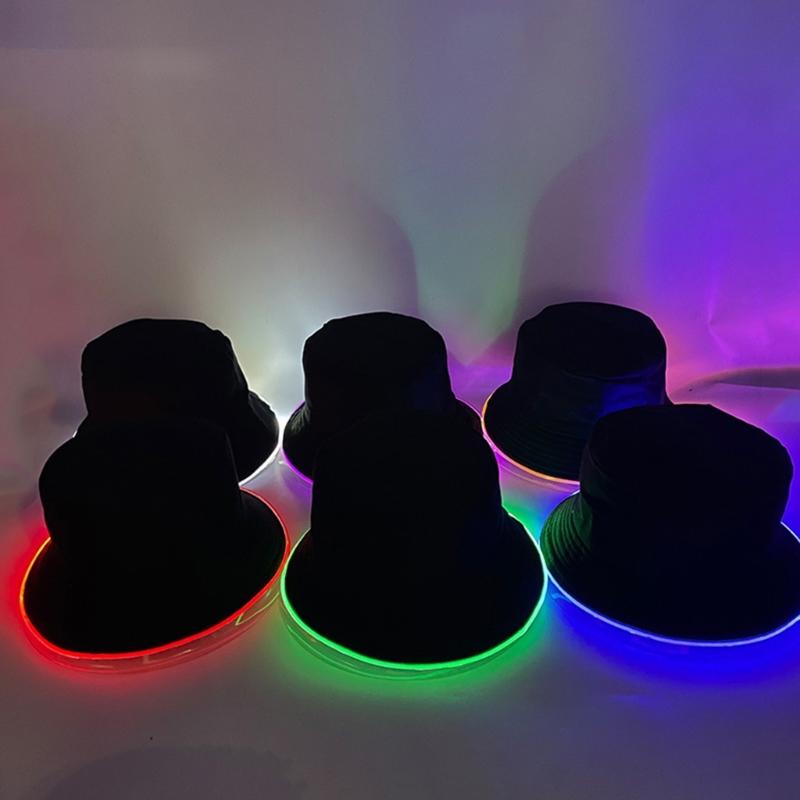 LED Foldable Fisherman Hat Light Up Breathable Unisex Headwear For Hiking Vacations Daily Use