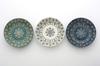 Marusan Kondo Porcelain Medium Dark Diameter X Moroccan Curry Pasta Plate of Plate, Green/White/Indigo, Approx. 20.5cm 4.2cm High, & (Set 3)