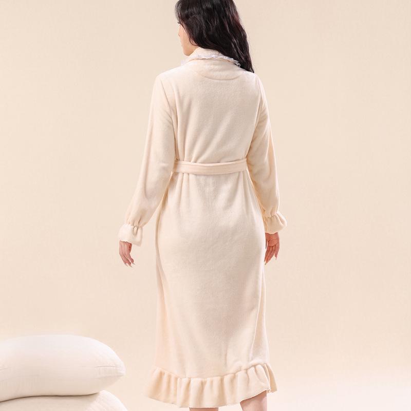 Damen Flanell Bademantel in Übergröße - Warm, Sexy, Mittellang, Homewear für Herbst & Winter