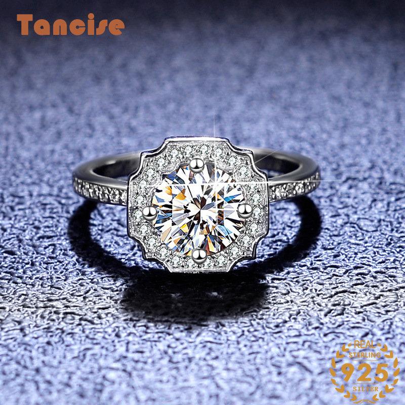 Tancise Classic Moissanite Silver Ring Ladies Jewelry Wedding Promise Party Gift_voghion.com