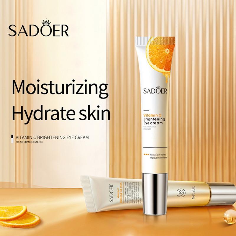 Sadoer 20G Crème Contour des Yeux Vitamine C Raffermissante Hydratante Éclaircissante Anti-Cernes Poches sous les Yeux Anti-Gonflement Yeux Beauté Soins de la Peau