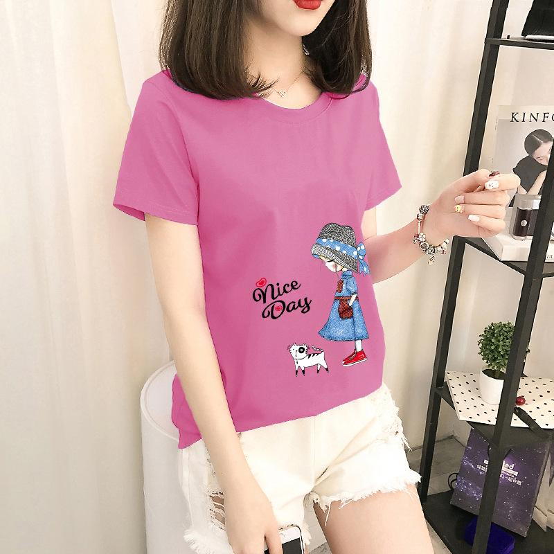 GMXIA Short Sleeve T-shirt Women Loose Ins Women's Crewneck Base Shirt