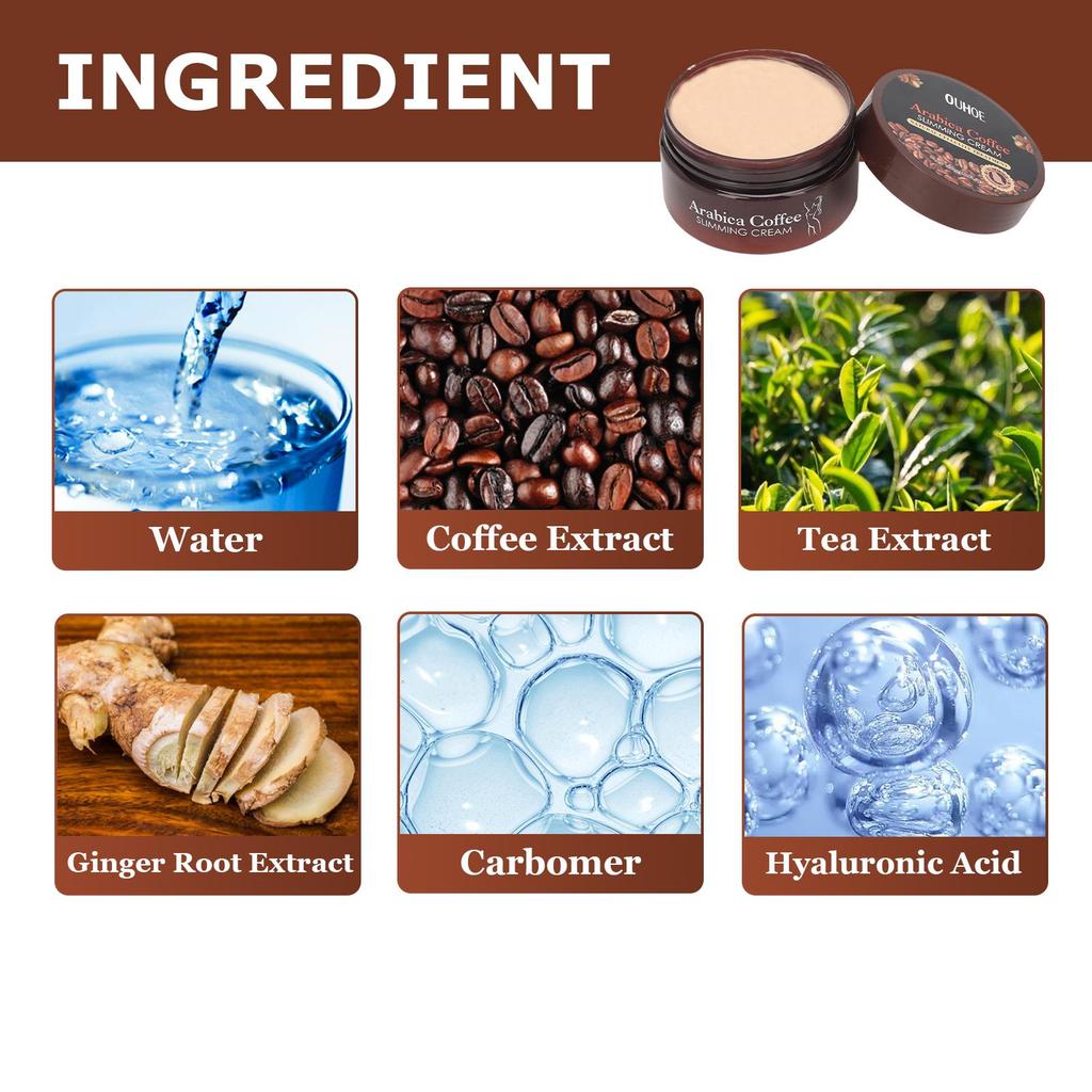 OUHOE Coffee Slimming Cream 120ml Tightening Abdominal Slimming Balm Fat-Burning Cream Rapid Weight Loss Weight Loss and Body Shaping Cream