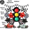 Racing Car Table Runners Car Party Decoration Black Checkered Flag Disposable Tablecloth for Race Theme Birthday Party Supplies