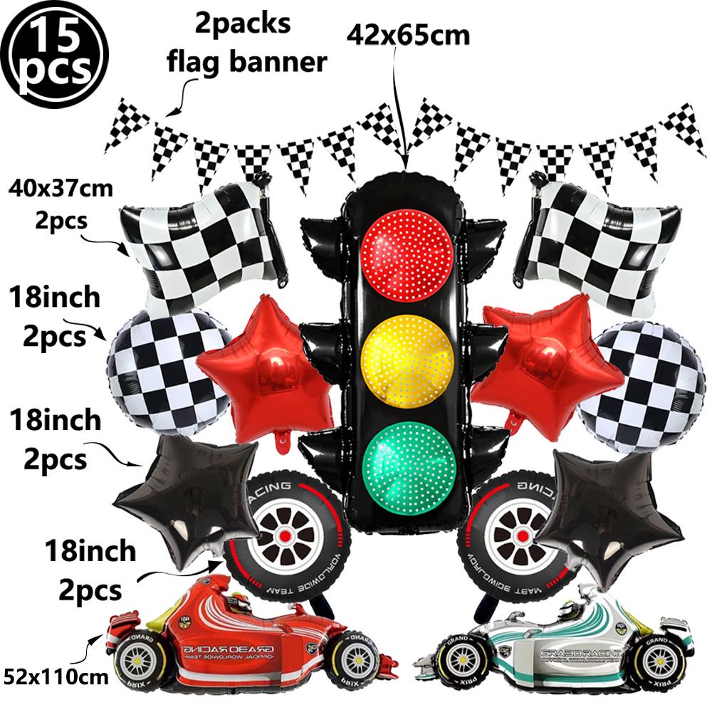 Racing Car Table Runners Car Party Decoration Black Checkered Flag Disposable Tablecloth for Race Theme Birthday Party Supplies