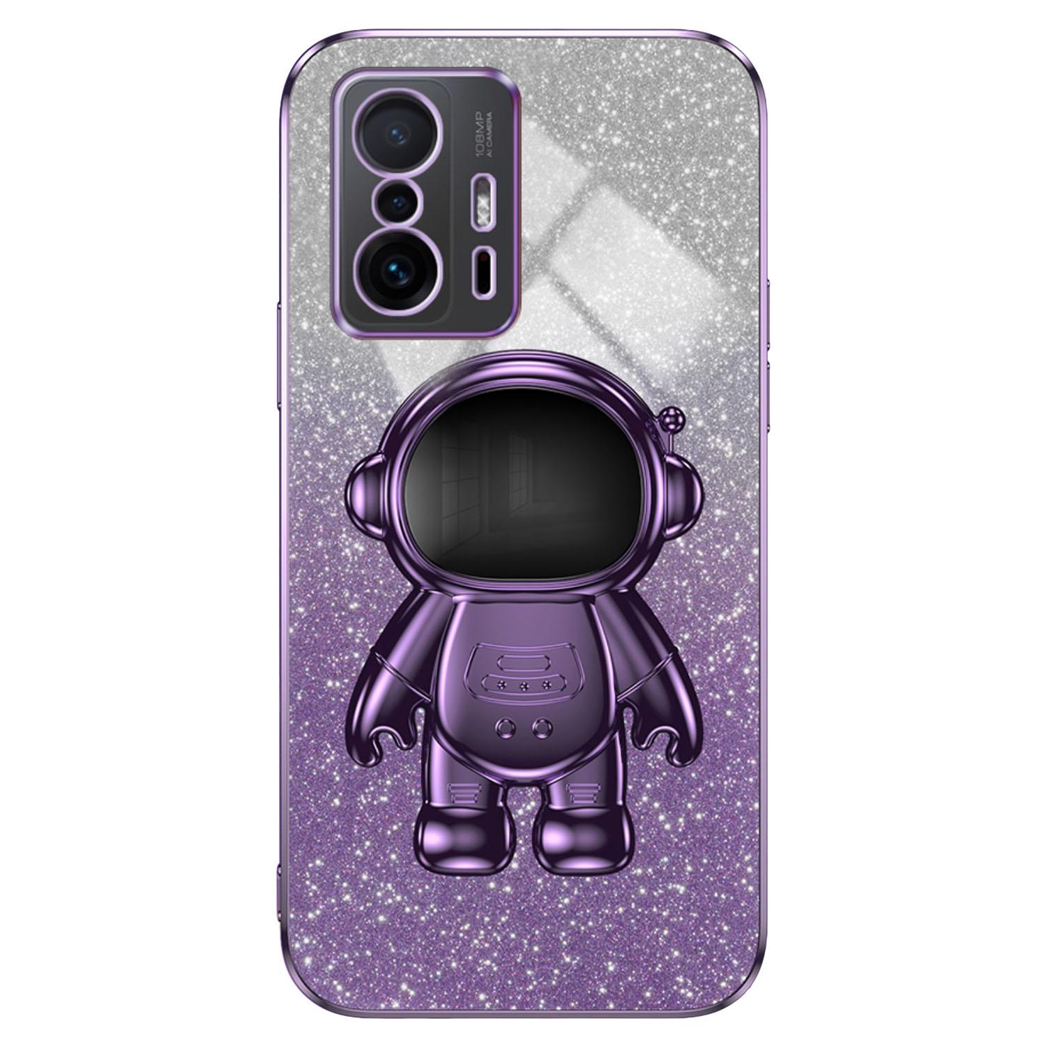 

For Xiaomi 11T Pro 5G/11T 5G Case PC+TPU Phone Cover with Astronaut Kickstand Purple