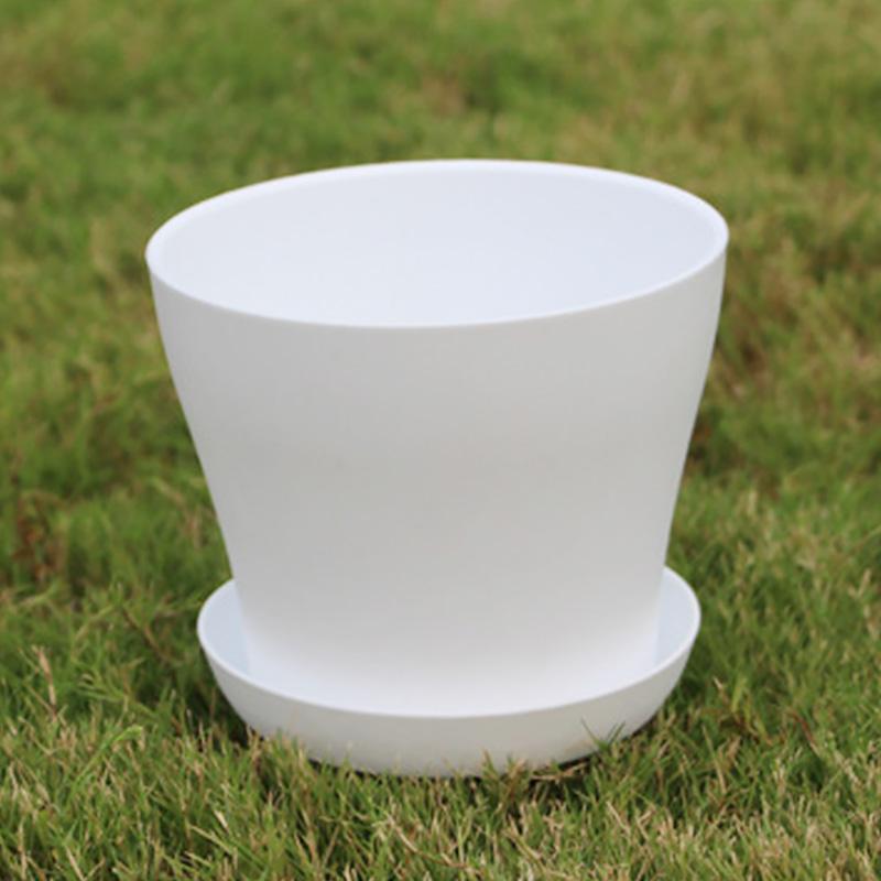 5-teiliger Blumentopf, bunt, langlebig, Kunstharz, Blumentopf, glänzend, Pflanzgefäß, Dekoration für Zuhause und Garten, mit Untertasse, Abflusslöchern