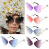 Decorations Metal Eyewear Retro Sun Glasses Rimless Sunglasses UV protection Butterfly Sunglasses