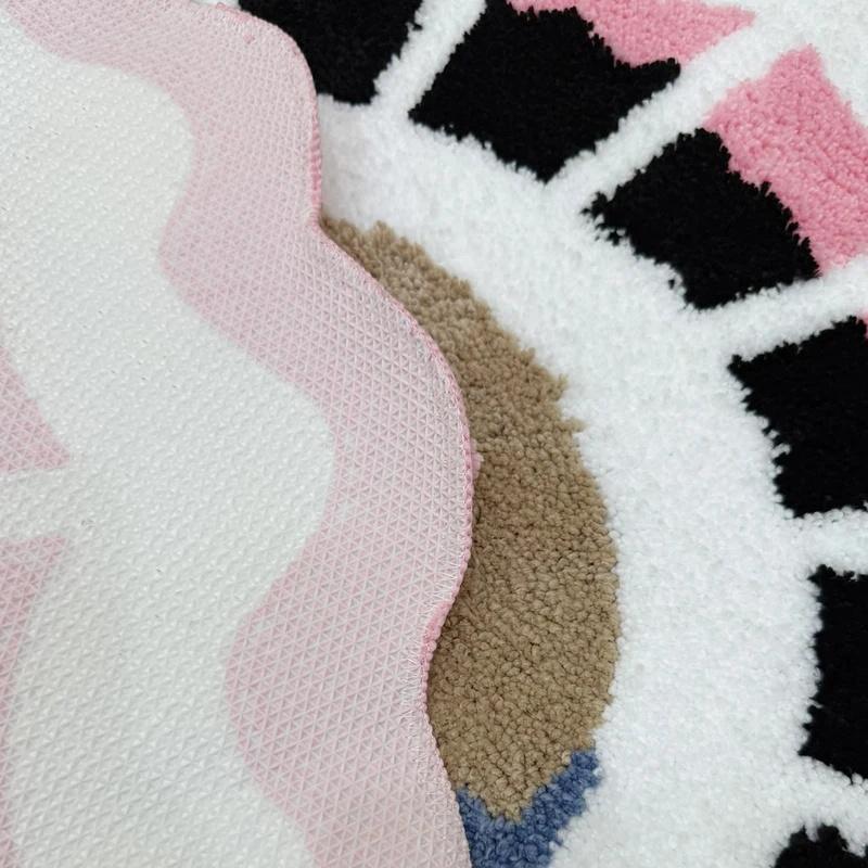 Round Floral Edge Area Rug Bohemian World Map Print Soft Fluffy Non Slip Carpet for Bedroom Living Room Home Decor