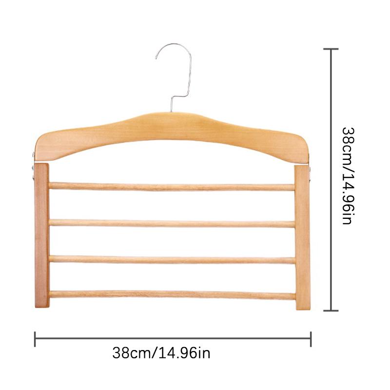 1Pc Premium Space-Saving Multi-Tier Wooden Pants Hanger - Durable Composite Wood Organizer For Ties, Scarves & More