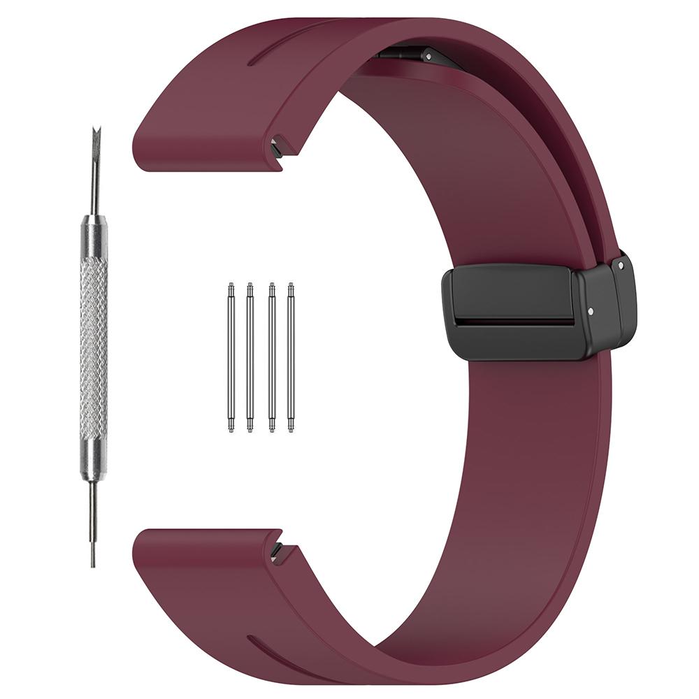 

For Huawei Watch GT 4 46mm/Samsung Galaxy Watch3 45mm/Garmin Venu 3 Black Buckle Watchband 22mm Magnetic Silicone Strap Wine Red