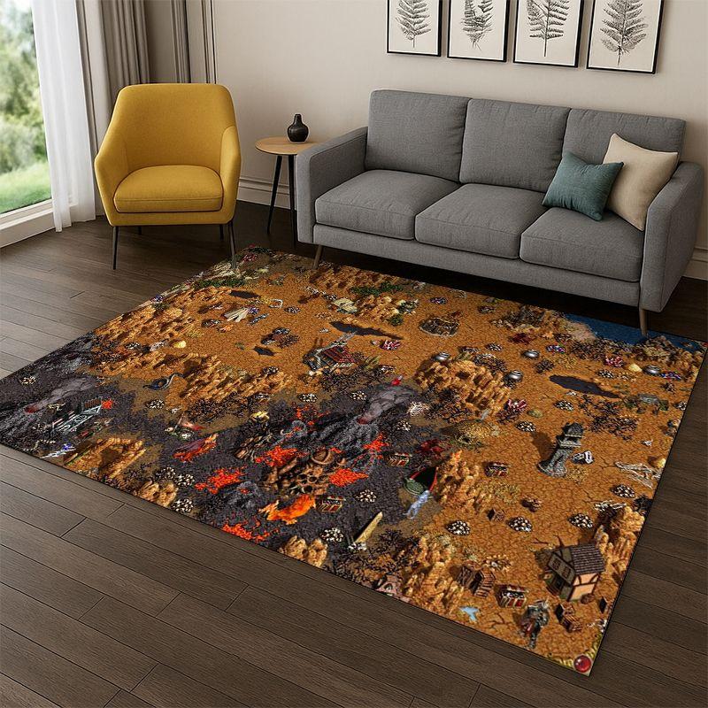 Retro Heroes of Might and Magic Map Game Carpet Rug for Bedroom Living Room Sofa Playroom Doormat Home Decor,Area Rug Non-slip