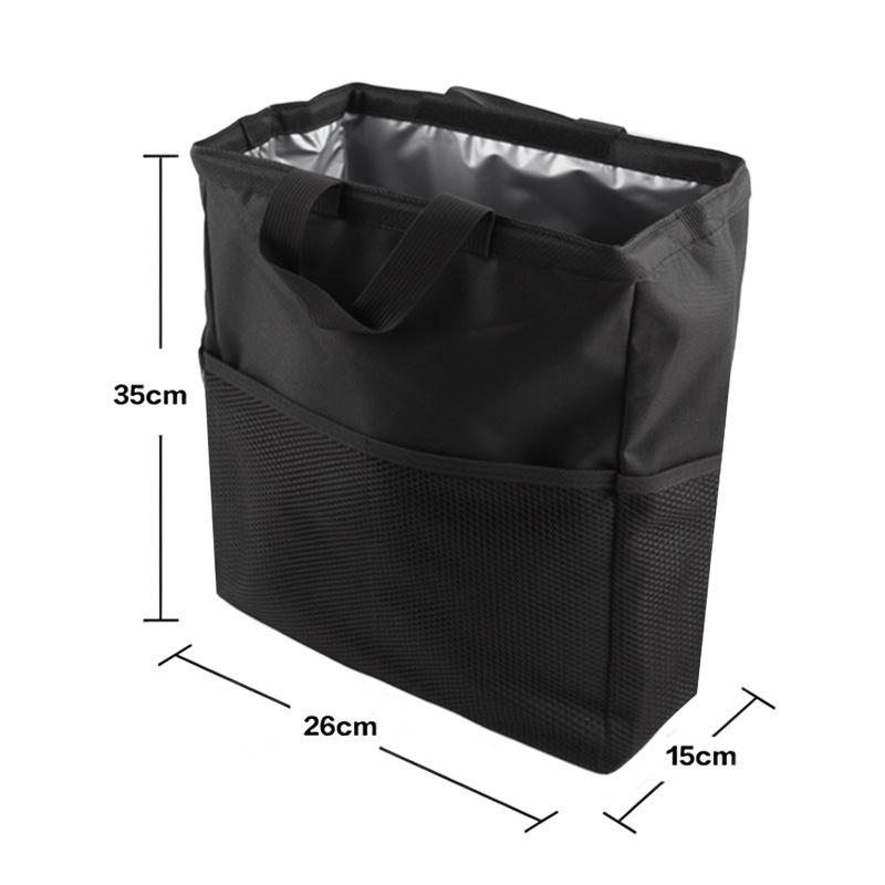Foldable Car Trash Can with Storage Pockets - Waterproof, Leakproof, Hanging Garbage Bin for Auto, Outdoor Camping Trash Can чёрный