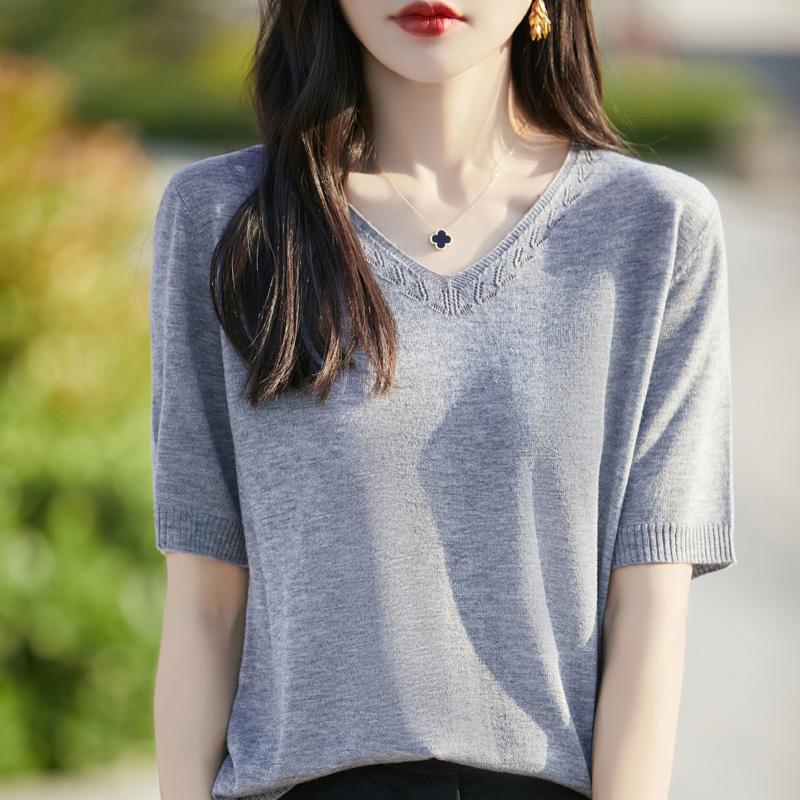 

Женский шерстяной свитер Qinghe кашемир 50% шелк 50% шерсть осенне-зимний шерстяной пуловер мягкий и теплый M серый