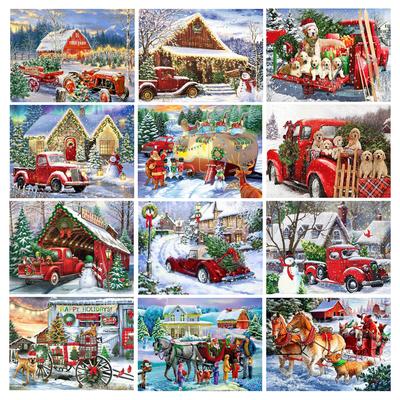 Christmas House Red Truck Diamond Painting New Arrivals Santa Claus Diy Full Square Round Drill Rhinestone Embroidery Dogs Mosaic Cross Stitch Kits