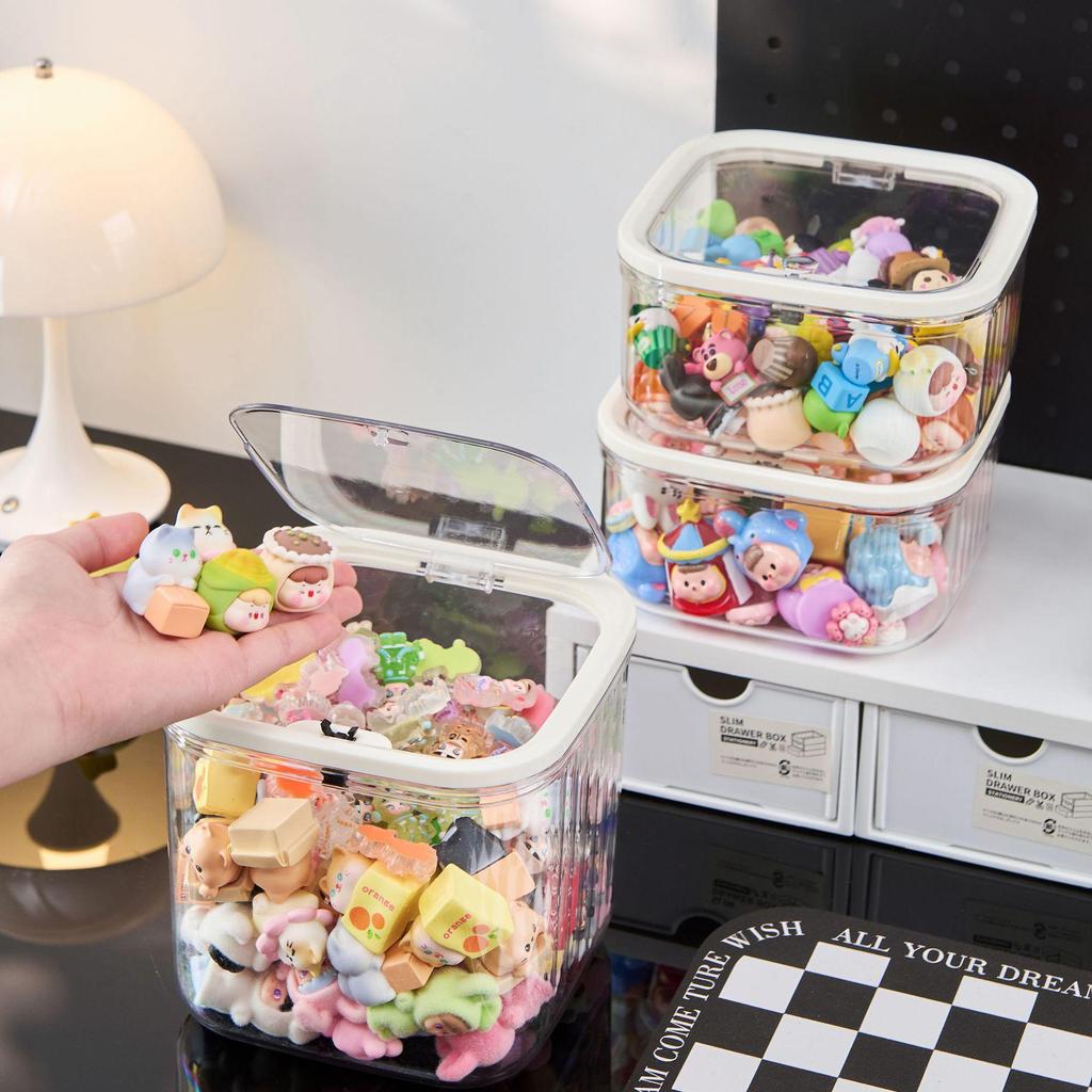 Transparent Mini Storage Box with Lid for Food, Toys & Figurines - Cute Desktop Display