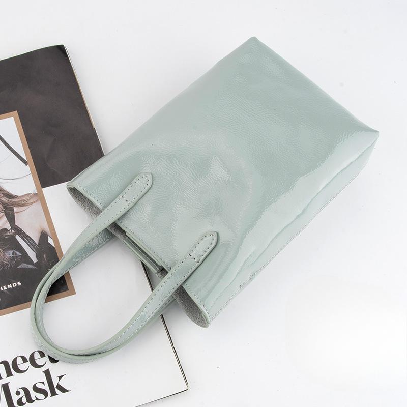 Damen Klassische und Schlichte Vollnarbenleder Vielseitige Einzel-Schultertasche, Leichte Umhänge-Handytasche