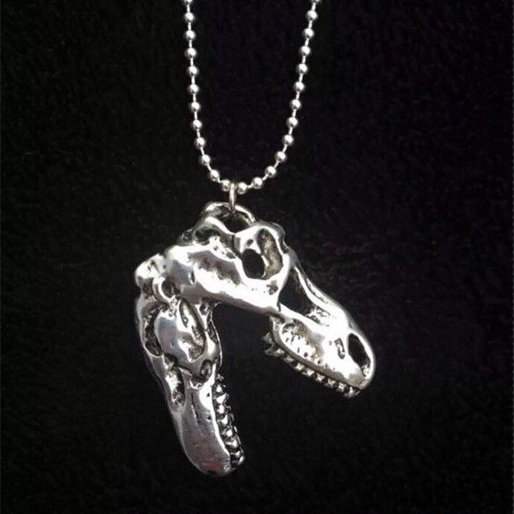 Persönlichkeit Punk Silber Farbe Stereo T. Rex Dinosaurierschädel Anhänger Halskette für Männer Frauen Hip-hop Rock Schmuck Zubehör Geschenke