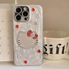 Rhinestone glass Kt cat mirror mobile phone case for Iphone17Promax Epoxy glitter Apple 16 women