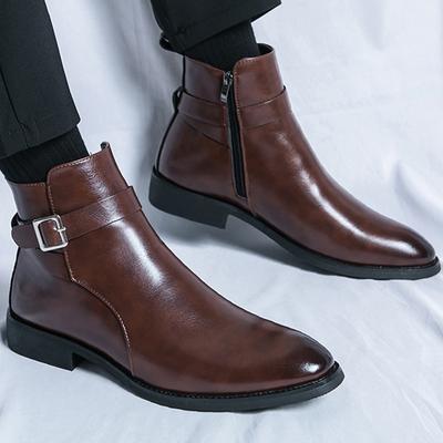 Classic Leather Boots For Man Social Formal Ankle Boots Men Britain Winter Chelsea Boots Men Casual Leather Western Boots Male