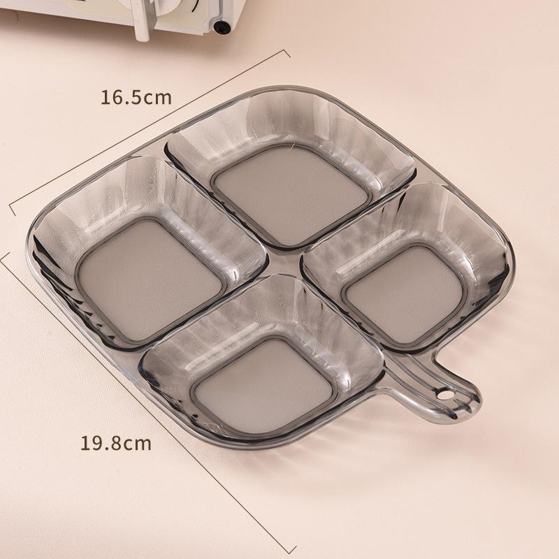 

4 Grid Plastic Divided Plate Compartmentalized Mixing Food Dish Reusable Dinner Plates Kitchen Dinnerware for Condiments Fruit сірий колір