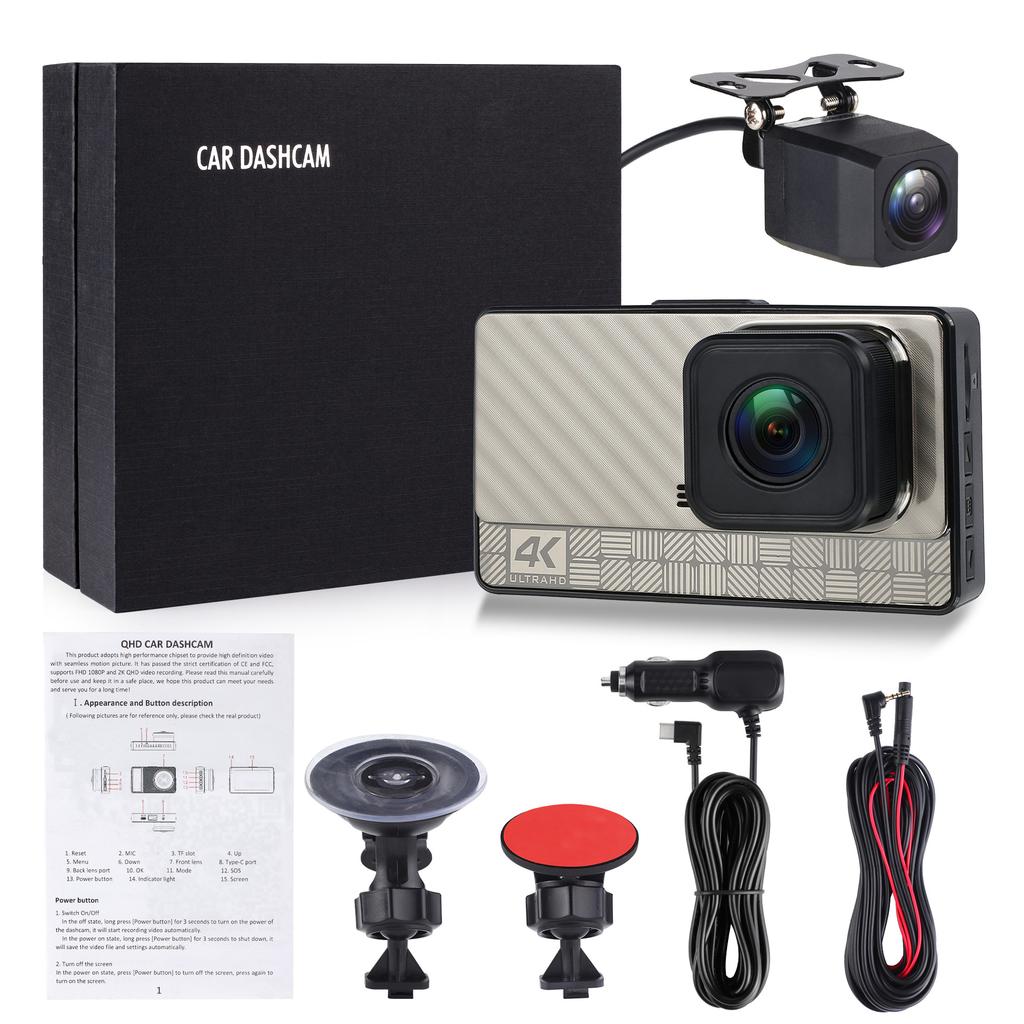 4K Ultra High Definition mit WiFi Mobile Internet ADAS BSD Front- und Heck-Dual-Recording-Fahrtenrekorder