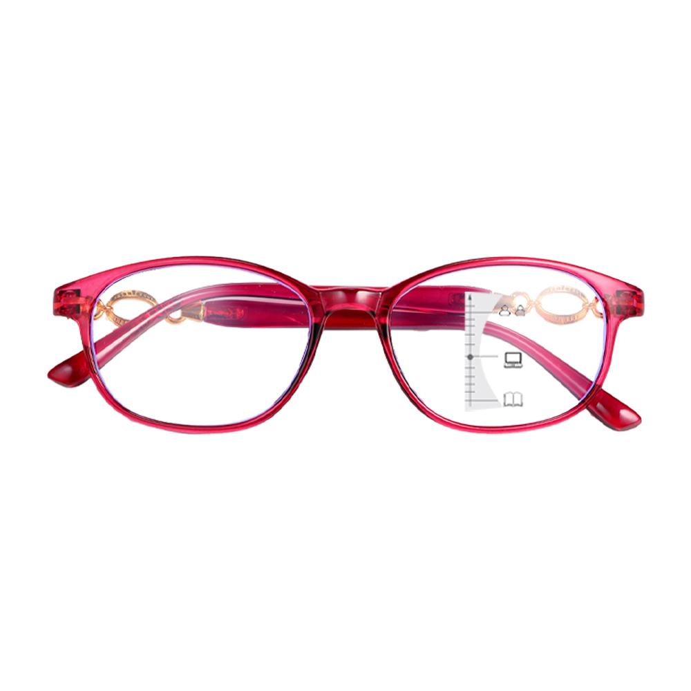 1pc 3 In 1 Progressive Multifocal Reading Glasses Women Fashion Computer Presbyopic Glasses Easy To Look Far And Near