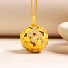 Xiaohongshu Inspired Floral Pendant Necklace: Sand Gold, Diamond Studded, Embroidered Flower Design.