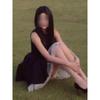 Mesh Splicing Vest Dress Elegant Summer New Waist Thin Puffy Short Skirt Women