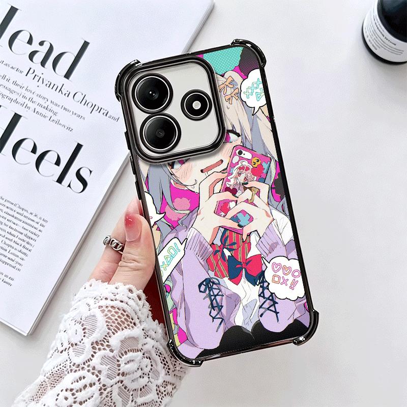 Anime Kwaii Mädchen Ins Stil Galvanisiert Handyhülle Für Xiaomi Redmi Note 14 15 Pro Plus 13 12 11 11S 11T 10 9S 9 5G Anti-Fall Airbag