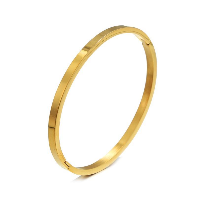 ZAKOL Bracciale Minimalista in Acciaio Inossidabile Placcato Oro Puro con Motivo Semplice per Donne Semplici Braccialetti Impilabili Zircone Regalo