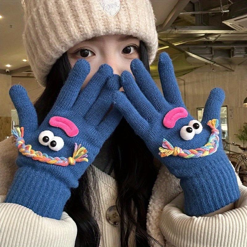 Cute Funny Ugly Cute Gloves Winter Female Velvet Warm Windproof Cold Student Riding Touch Screen Five Fingers