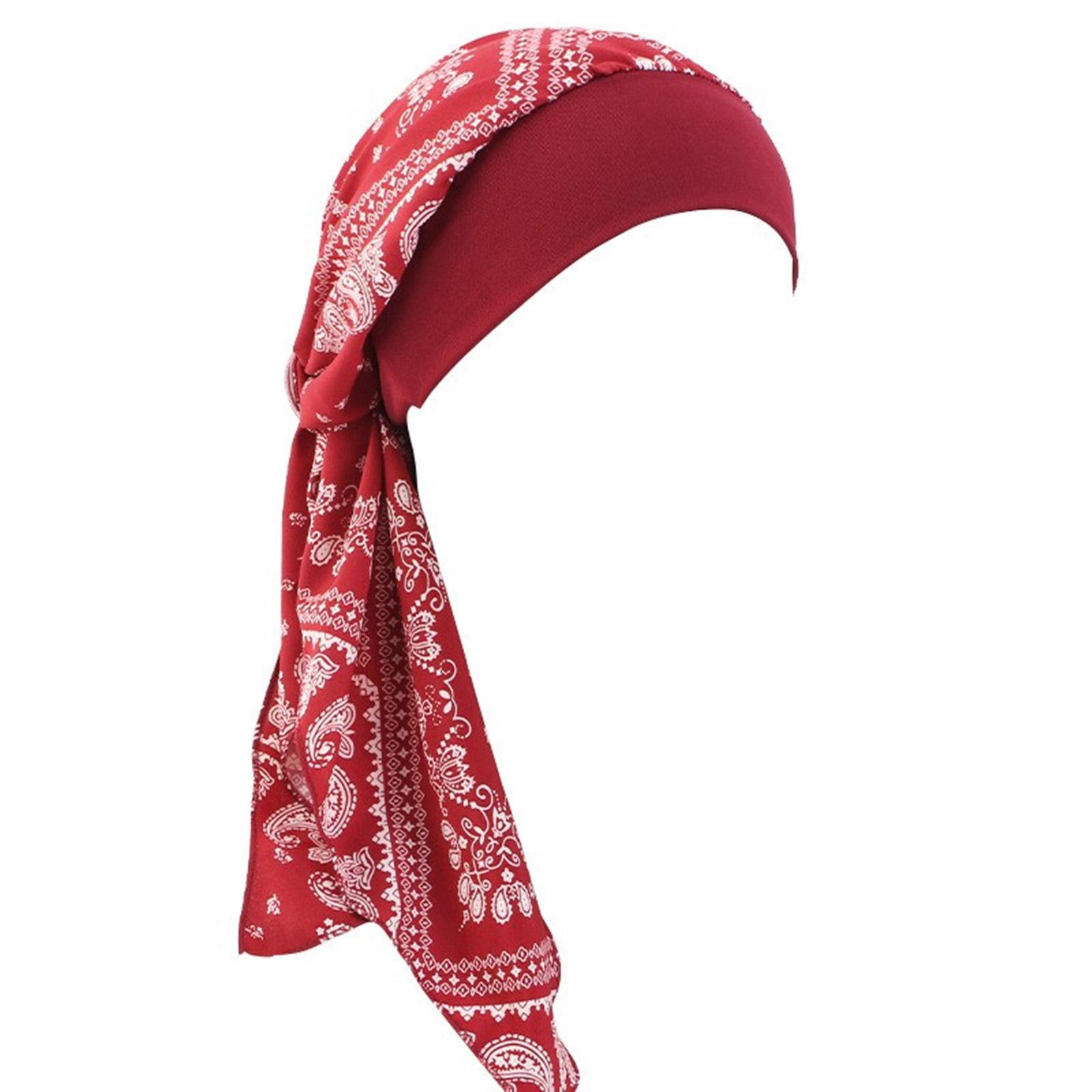 

Women Vintage Turban Bonnet Hat with Elastic Wide Band Print Hijab Hat Bandana Headwrap Hat for Hair Loss Pastoral Hat 3
