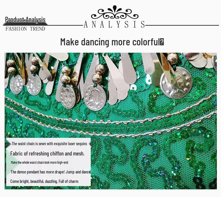 Sequined Hip Scarf with Tassel Coins for Jazz & Belly Dance Performance