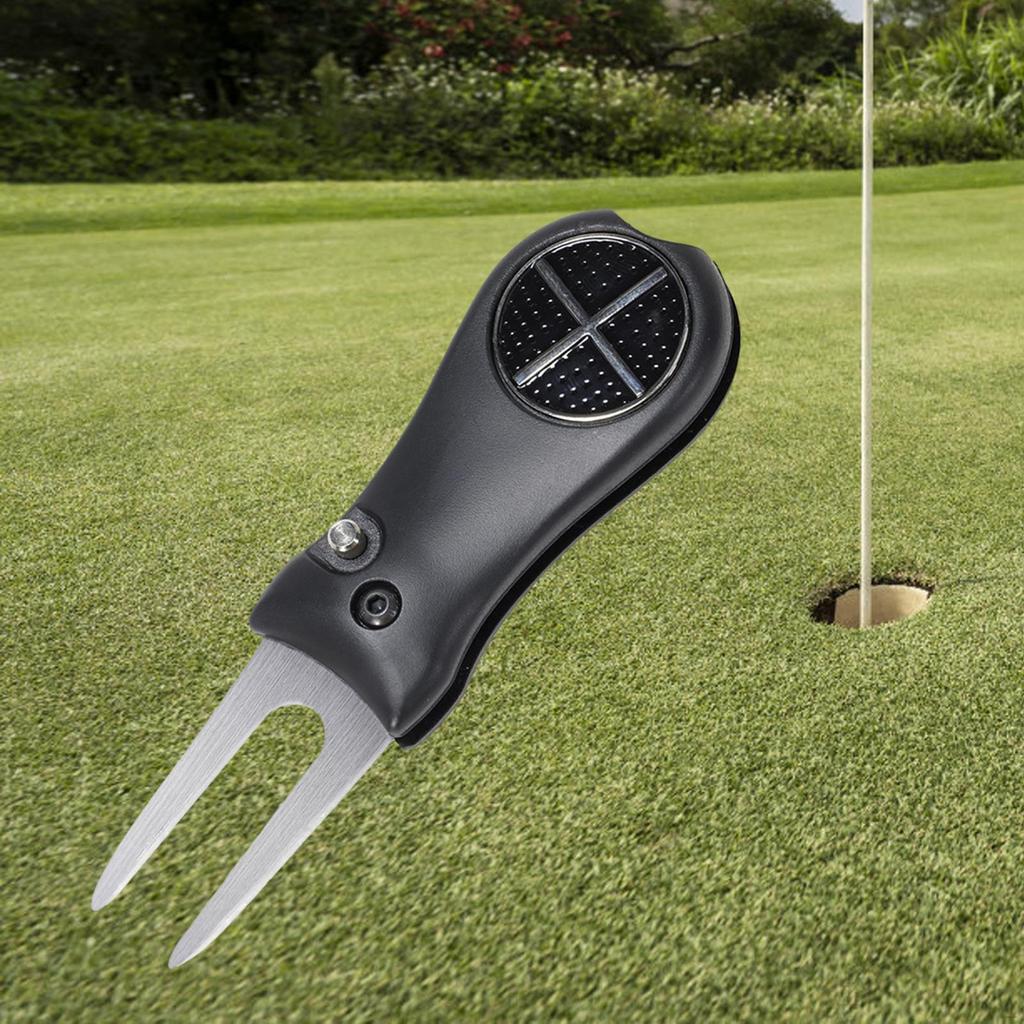 Golf Divot Reparatur Werkzeug Rasen Zinke Klapp Edelstahl, Pitch Mark Gabel