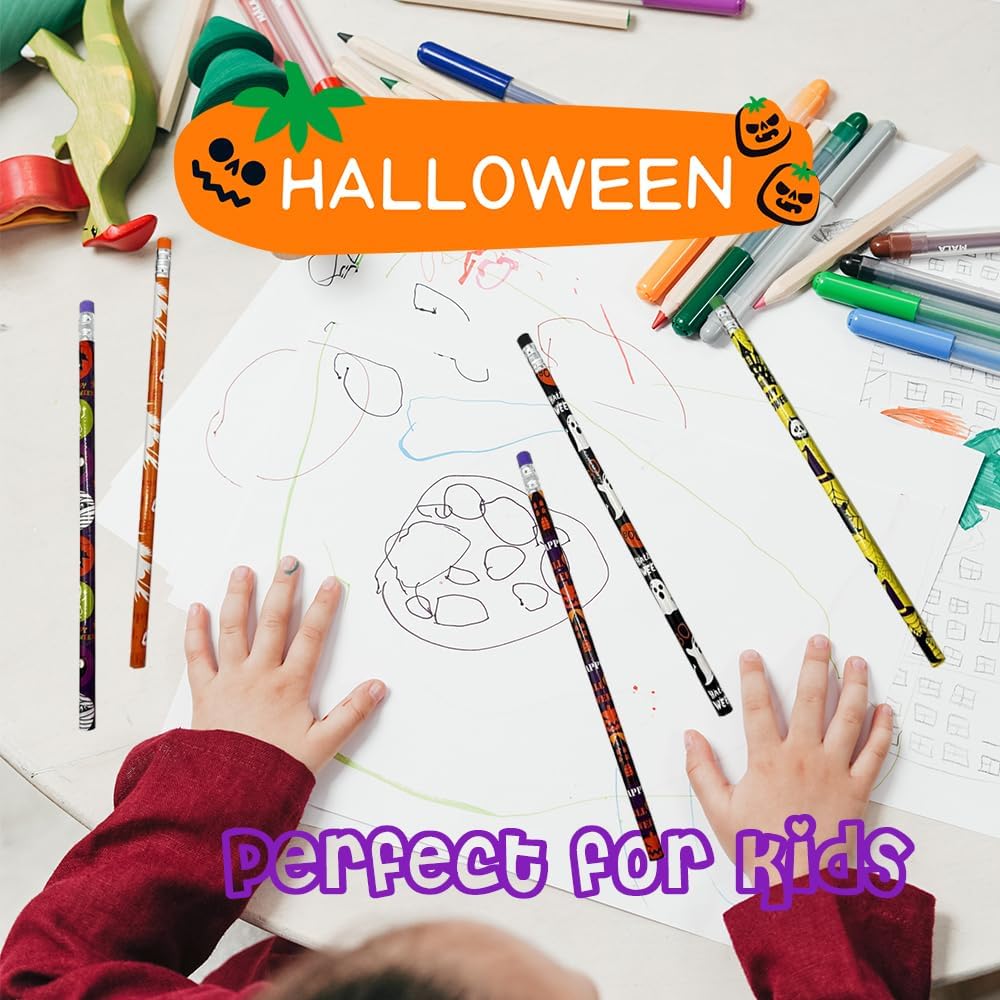 60Pcs Halloween pencils bulk Bat Ghost Spider Pumpkin Shape Pencil for Office