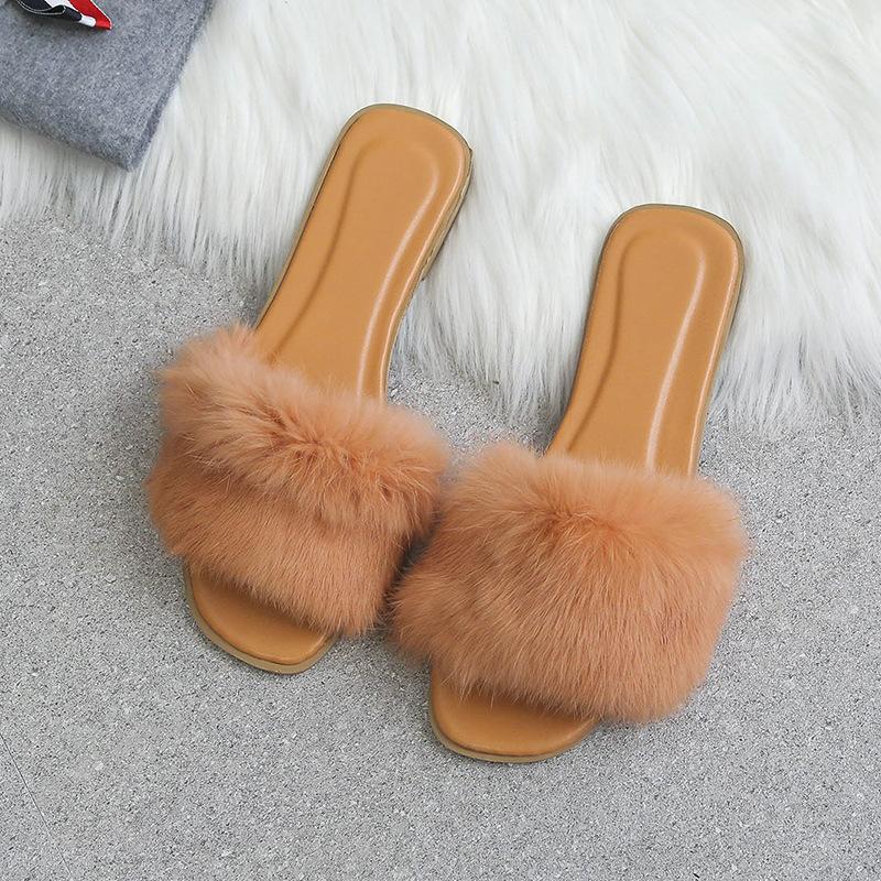 

Mao Mao slippers women s shoes new autumn new models, wear summer versatile flat bottom sandals fluff 35 білий