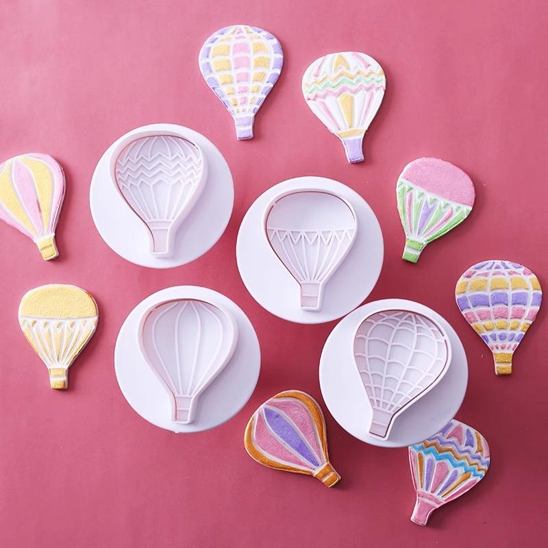 4Pcs Hot Air Balloon Frosting Cookie Mold Spring Press Mold Cake Decoration Mold Chocolate Mold Kitchen Baking Tools