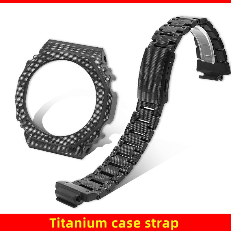 Camouflage GA2100 Mod kit Titanium Case For Casio G-shock GA2100 GA-B2100 Stainless Steel Bezel Strap Replacement Part Black Men