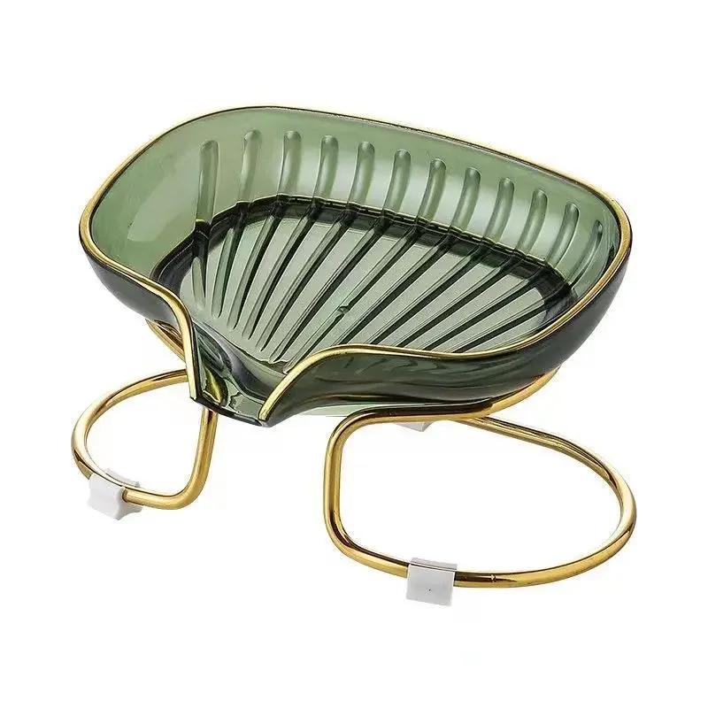 Luxuriöse Seifenschale mit goldenem Randtablett Aufbewahrungsbox für Zuhause Badezimmer-Seifenschale Aufbewahrungstablett im nordischen Stil