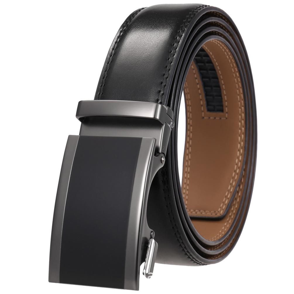 1Pcs Two-Layer Belt, Automatic Buckle Belt, Men'S Casual Belt Ly36-3 3050-1
