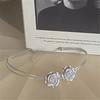 Tooxika Cool Style Silver Grey Double Layer Rose Flower Necklace Sweet Cool Hottie Choker Collarbone Chain Necklace